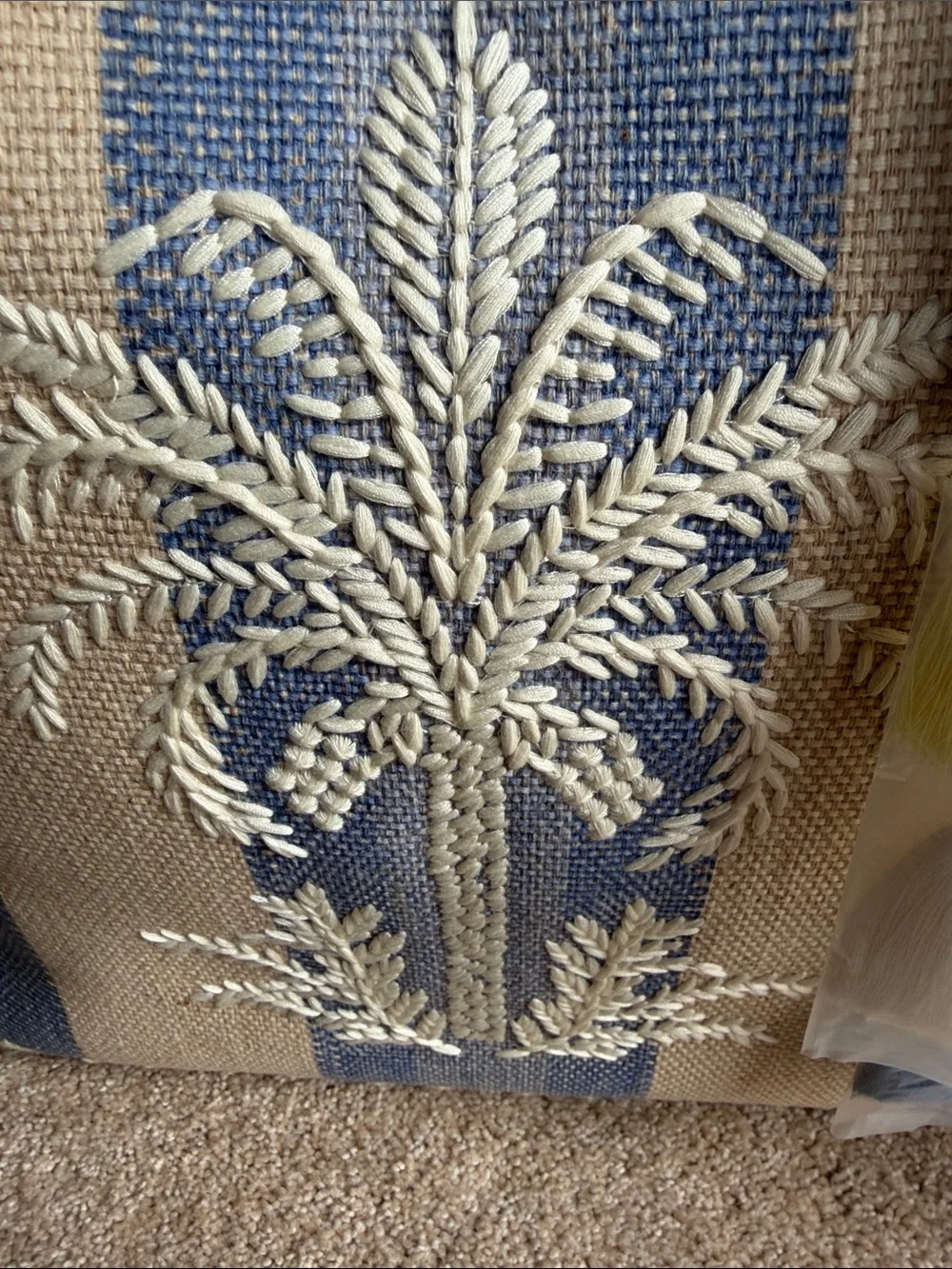 Spartina 449 Blue and Cream Striped Palm Tote with Tassels - Picture 5 of 6